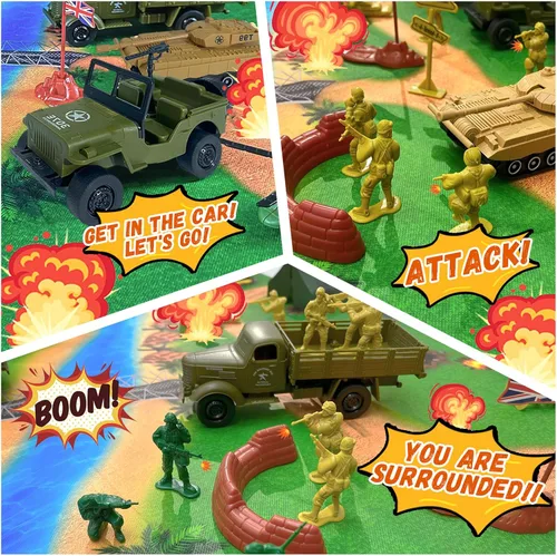 Miniatura 5 de TALGIC Juguetes de Hombres del Ejército Gran Juego de Batalla - El Set Incluye Figuras de Acción de Hombres del Ejército, Alfombra de Batalla