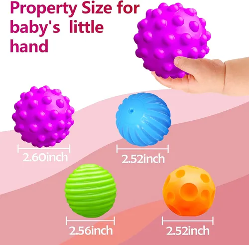 Miniatura 6 de Juguetes Montessori para bebés de 3 meses en adelante, pelotas de bebé de 3 a 12 meses para bebés y niños pequeños de 3 meses, juego de múltiples