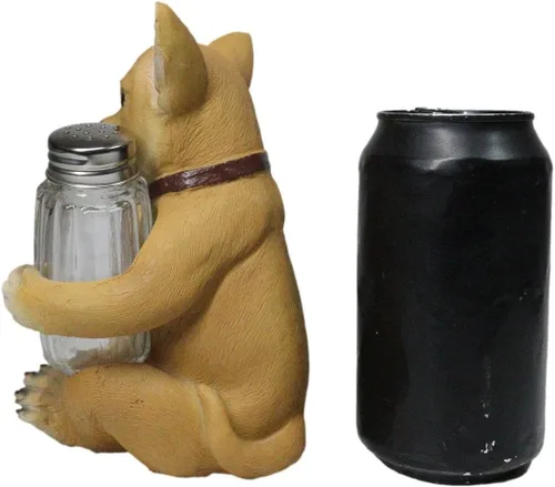 Miniatura 7 de Ebros Picante - Juego de figuras de taza de té de color marrón claro, chihuahua con collar, salero y pimienta, 6.25 pulgadas de alto, Chi Chi Taco