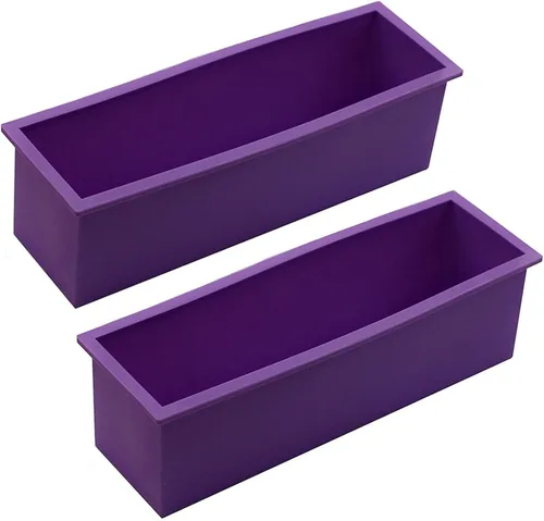 Miniatura 11 de Molde de Pan de Jabón de Silicona Rectangular Flexible con Caja de Madera para Suministros de Fabricación de Jabón de 42oz.. Morado