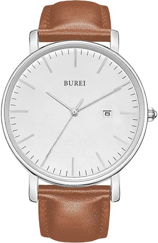 Miniatura 13 de BUREI Relojes de pulsera para hombre, relojes minimalistas de moda, analógicos de cuarzo, impermeables para hombres
