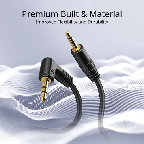 Miniatura 3 de TNP Cable de audio macho a macho auxiliar de 0.138 in (3 pies) – Cable auxiliar de ángulo recto de 90 grados – Cable de conector de auriculares TRS