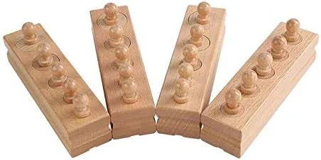 Miniatura 5 de Adena Montessori Bloque de cilindros pequeños de madera, enchufe de cilindro con perillas, herramientas educativas sensoriales para preescolar