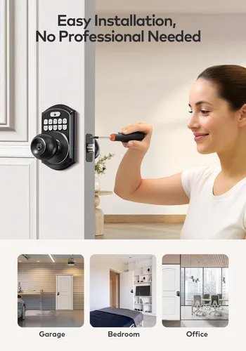 Miniatura 9 de TEEHO TE003 Cerradura de Puerta con Teclado de Entrada sin Llave con Manija, Cerraduras Inteligentes Digitales Electrónicas para Puerta Principal