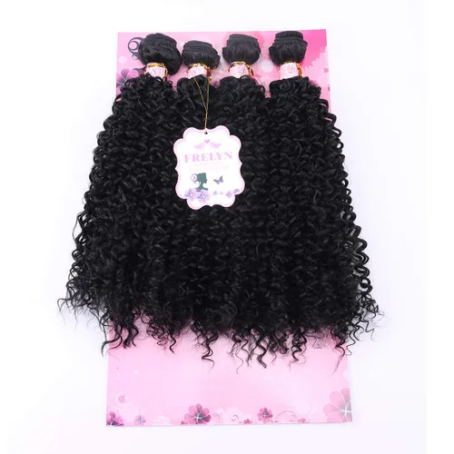 Miniatura 8 de FRELYN Rizado pelo rizado paquetes de armadura de pelo sintético paquetes 18 18 20 20 pulgadas 4 piezas/paquete color negro tejido rápido coser
