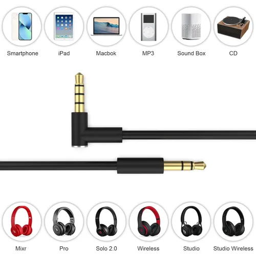 Miniatura 4 de Alitutumao Cable de audio de repuesto Solo4 con micrófono y control, compatible con Beats por Dr Dre Auriculares Solo4/3/2 Studio Pro Detox Wireless