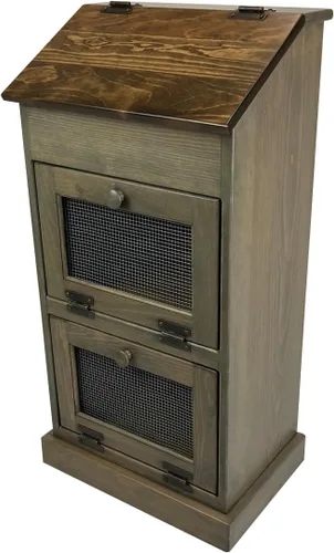 Miniatura 9 de Peaceful Classics Contenedores de almacenamiento de pan de madera, contenedor decorativo de almacenamiento de papas y cebollas, papelera de papa