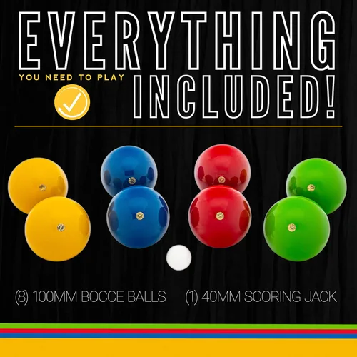 Miniatura 4 de Franklin Sports - Juego de 8 bolas de madera y 1 palino, juego de playa, patio trasero o fiesta al aire libre, fabricado en Italia