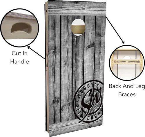 Miniatura 2 de Slick Woody's Tablas de Cornhole de Grado Profesional - Juego de Lanzamiento de Agujero de Maíz de Madera Maciza de 4' x 2' Reglamentario con Veta