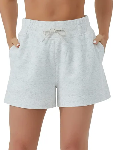 THE GYM PEOPLE Pantalones cortos deportivos con cordón para mujer, cintura alta, pantalones cortos de entrenamiento de verano con bolsillos