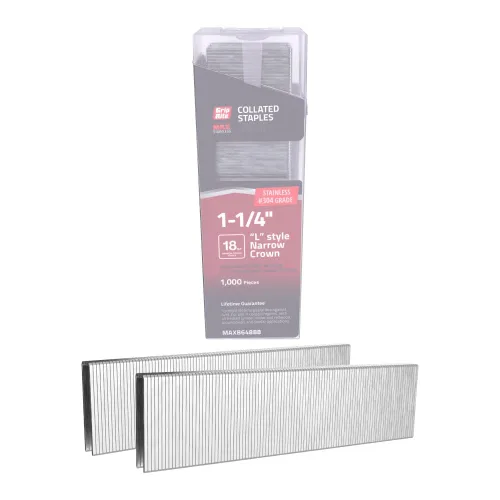 Miniatura 4 de Grip-Rite PrimeGuard Max MAXB64889, grapa de corona estrecha 18GA, 1/4" x 1-1/2", acero inoxidable 304, 1000 grapas, empaquetado con cubierta