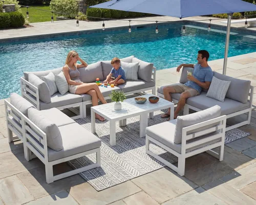 Miniatura 101 de NICESOUL - Juego de 10 muebles de patio extra grandes de aluminio moderno, sofá para exteriores con asiento de 29" de profundidad y ancho, 500 lbs
