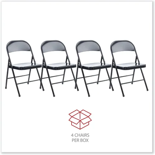 Miniatura 6 de Alera Alera Silla plegable acolchada de poliuretano, soporta hasta 250 libras, asiento negro, respaldo negro, base negra, 4 por caja