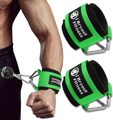 Miniatura 7 de J Bryant Muñequeras de fitness para máquinas de cable, correas de muñeca ajustables resistentes con acolchado de neopreno de 0.276 in para Negro