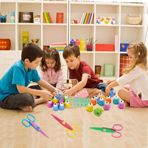 Miniatura 8 de Qtopun - Perforadora de papel y tijeras decorativas, 6 tijeras creativas y 12 piezas de cortadores de borde de encaje para manualidades, fotos