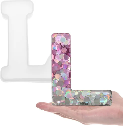 Miniatura 14 de HARFINGTON Moldeo de resina grande con letra S de 6 pulgadas, molde de silicona con alfabeto mayúscula 3D para arte de letreros de palabras