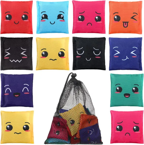 Sotiff 20 bolsas de frijoles pequeños para lanzar bolsas educativas de cornhole, a granel, minijuguetes educativos para aprender colores, juego de