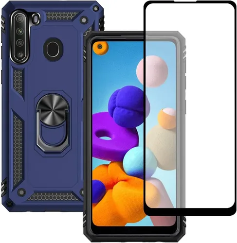 Miniatura 8 de Samsung A21 - Funda para teléfono Galaxy A21 con protector de pantalla, funda protectora de grado militar con anillo para Samsung Galaxy A21 (negro)
