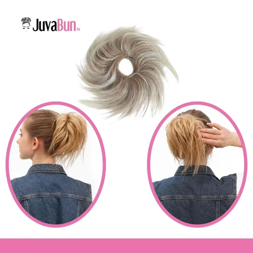 Miniatura 6 de JuvaBun Pieza de pelo rubia despeinada para mujer – Pieza de cabello rubio desordenado para moño, añade volumen instantáneo, rápido updo, lavable