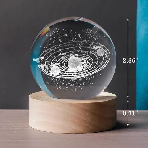 Miniatura 2 de Sistema Solar 3D de 60mm Bola de Cristal Astronomía Universo Regalos Modelo de Planetas del Sistema Solar 3D Ciencia Temática de Espacio Regalos Luz