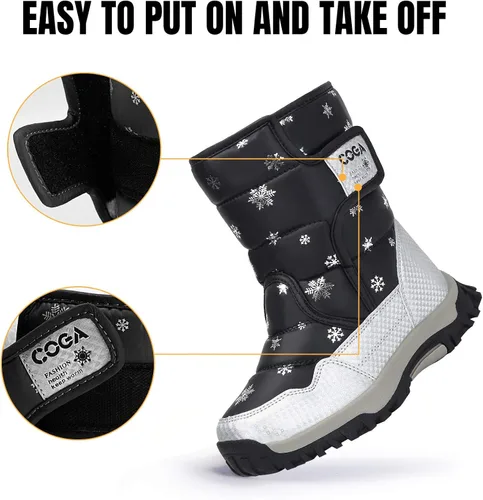 Miniatura 4 de Mishansha - Botas de nieve para niñas, niños niños pequeños niños grandes invierno, cálidas, impermeables, antideslizantes, anti colisión, corte