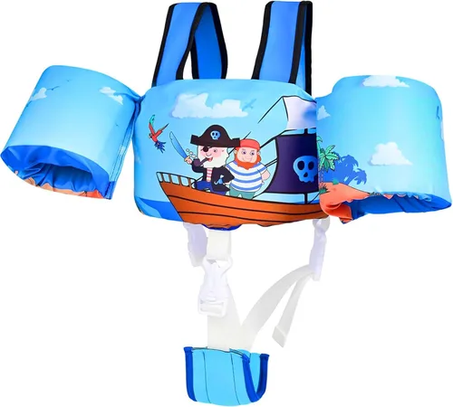 Chaleco de natación para niños pequeños, flotadores para niños de 22 a 66 libras, chaleco de natación extraíble con correa de entrepierna y arnés de
