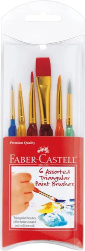Faber-Castell Juego de pinceles triangulares, 6 tamaños surtidos, pinceles para niños