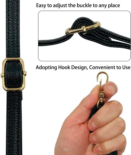 Miniatura 3 de findTop Paquete de 2 correas ajustables de repuesto de cuero para bolso de mano con hebillas giratorias de metal, longitud 34-59 pulgadas, ancho
