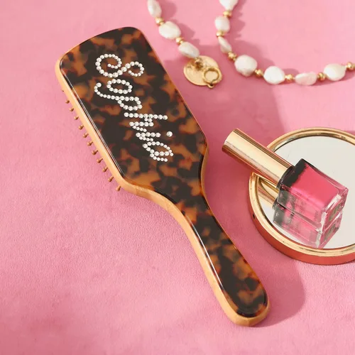 Miniatura 11 de Cepillo de pelo de paleta de bambú, grueso, cerdas de bambú, cepillo desenredante para masajear el cuero cabelludo, mujeres, blanco concha
