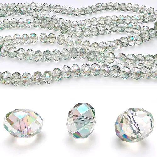 Miniatura 2 de Cuentas de vidrio Rondelle de 0.079 in para hacer joyas, cuentas espaciadoras de Briolette Crytal facetadas para pulseras, collares, aretes