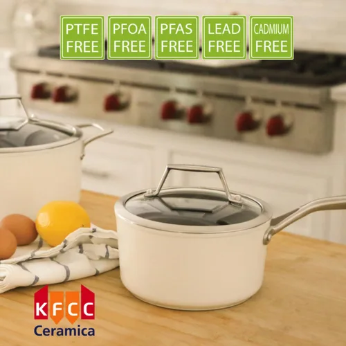 Miniatura 3 de TeChef Collection Cacerola antiadherente de cerámica de 2 cuartos con tapa de vidrio, no tóxica, no tóxica, libre de PFAS, PFOA, PTFE