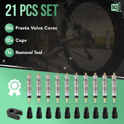 Miniatura 3 de Square1 Presta Kit de núcleo de válvula -10 núcleos de válvula Presta universalmente compatibles, 1 herramienta de extracción de núcleo de válvula