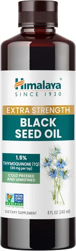Himalaya Aceite de semilla negra extra fuerte, prensado en frío y sin refinar, 1.5% de timoquinona (69 mg por TSP), 8 onzas