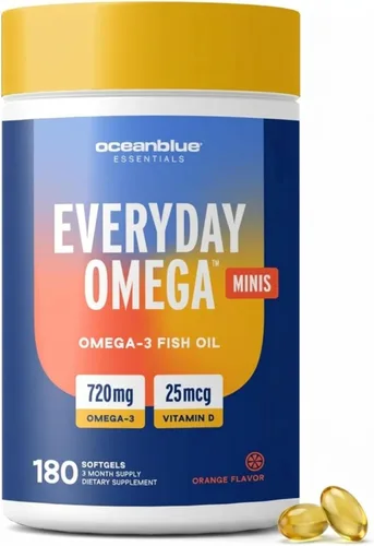 Miniatura 10 de Oceanblue Omega-3 para mujeres, aceite de pescado sin eructos, 720 mg con vitamina D3, apoyo cardíaco e inmunológico, destilado molecularmente