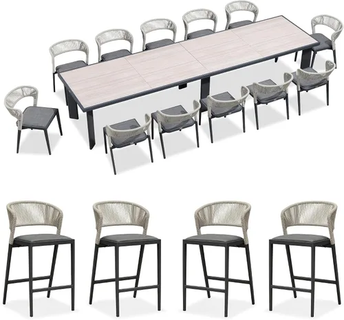 Miniatura 71 de PURPLE LEAF Juego de comedor redondo de 5 piezas de gran tamaño, marco de aluminio y mimbre de ratán para patio, mesa y sillas con cojines