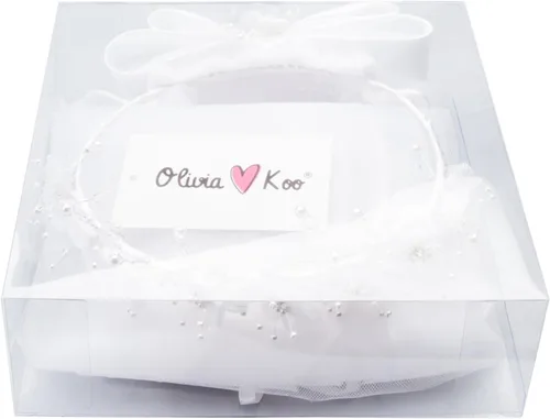Miniatura 4 de Velo floral blanco de la corona de la primera comunión para niñas, Blanco