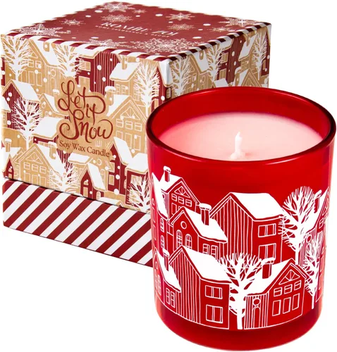 Miniatura 12 de ROMIIE ZOI Vela perfumada de Navidad - Vela de cera de soja de 6oz, reno navideño, infundida con aroma a menta - Caja de regalo de tartán escocés