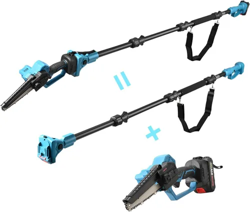 Miniatura 9 de solo sierra de poste extensible, correa de hombro (sin motosierra ni batería) Rotatable Pole14ft Max Reach, Tool-Free Installation, Compatible