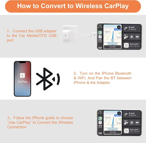 Miniatura 4 de Adaptador inalámbrico CarPlay para Apple iPhone IOS7+ Convertir con cable a Dongle inalámbrico CarPlay, juego de coche inalámbrico, apto para coche