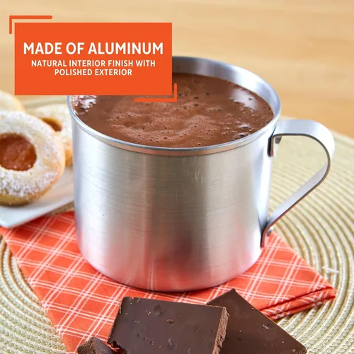Miniatura 4 de IMUSA Paquete de 4 tazas de aluminio de 0.7 cuartos de galón para uso en estufa o campamento, color plateado