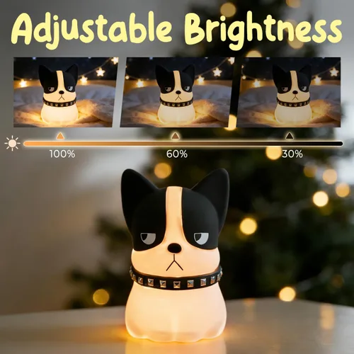 Miniatura 4 de Luz nocturna para perro, linda luz nocturna para perros, lámpara de silicona suave con 3 niveles de luz cálida y cambio RGB, luz nocturna de Queso