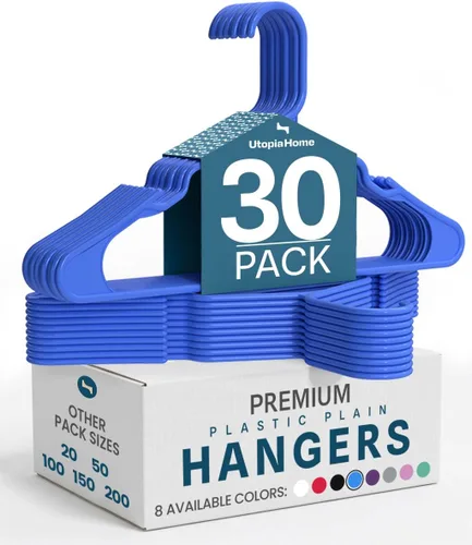 Miniatura 25 de Utopia Home - Perchas de plástico, paquete de 30 unidades, duraderas y fuertes, perfectas para ahorrar espacio, organizar armario con ranuras