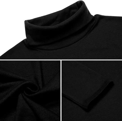 Miniatura 2 de LONGBIDA Camiseta básica térmica de manga larga con cuello alto para hombre