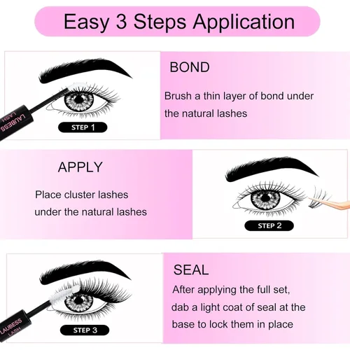Miniatura 4 de LAUBESS LASH Kit de extensión de pestañas DIY con pegamento y sellado de 10ml Kit de pegamento para pestañas postizas Kit de pegamento para pestañas