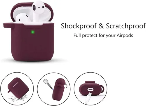 Miniatura 4 de Filoto Funda compatible con Airpod 2 y 1, bonitos accesorios de protección de silicona, llavero/pompón, el mejor regalo para niñas y mujeres