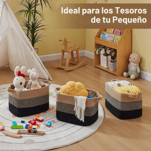 Miniatura 6 de OIASKET Cesta de almacenamiento para organizar, cestas tejidas para almacenamiento, cestas decorativas rectangulares para shleves, armario