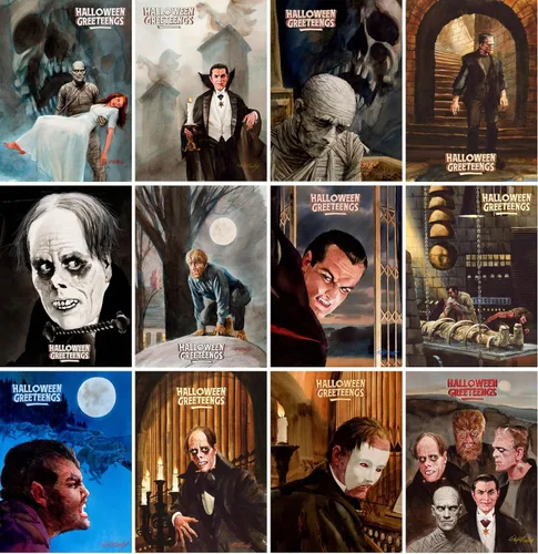 Miniatura 2 de PIXILUV Tarjetas de felicitación de Halloween de película silenciosa, 12 tarjetas grandes ~ Pósteres clásicos de película silenciosa vintage
