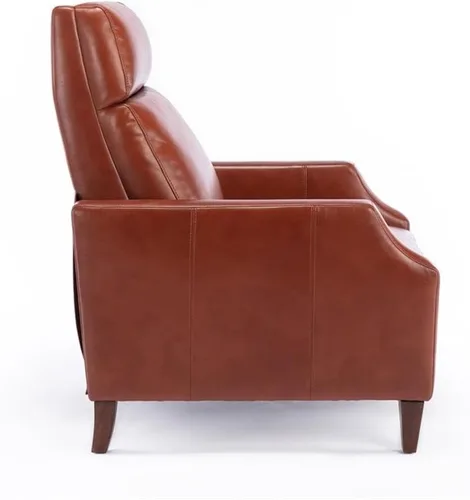 Miniatura 10 de Balantyne - Sillón reclinable de piel sintética color caramelo con patas de madera