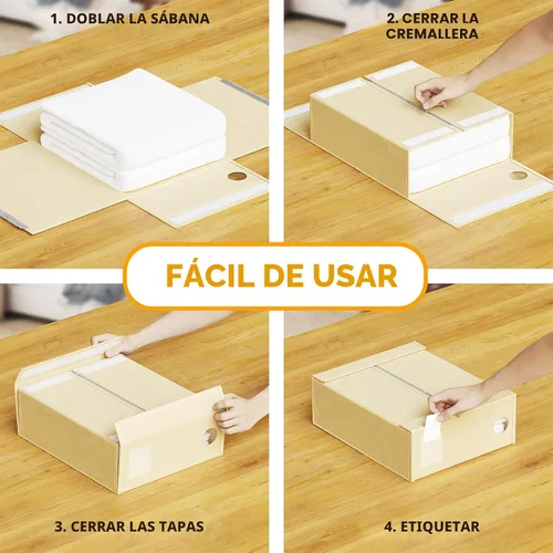 Miniatura 4 de SpaceAid Paquete de 4 organizadores de sábanas y almacenamiento, organizador de sábanas plegable para armario de lino, juego de sábanas con ventana