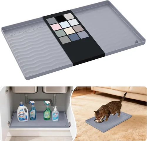 Miniatura 51 de URMONA Tapete de silicona impermeable para debajo del fregadero, 34 x 22 pulgadas, forro para estante de cocina y baño, protector de gabinetes